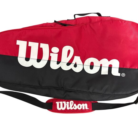 Wilson Team 2 Comp Racket Tennis Bag Red/Blk With Shoulder Strap - Picture 1 of 7